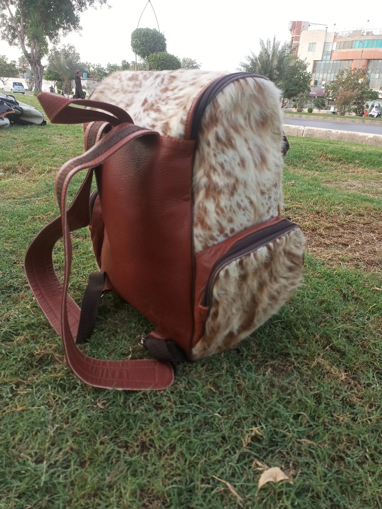 Handcrafted Canvas Leather Bag (Brown)