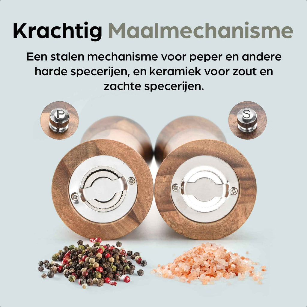 Peper-en Zoutmolen Set Handmatig Bruin - Bali - 22cm