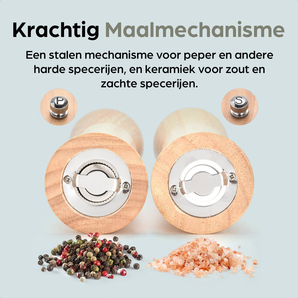 Peper-en Zoutmolen Set Handmatig Blank - Bali - 22cm