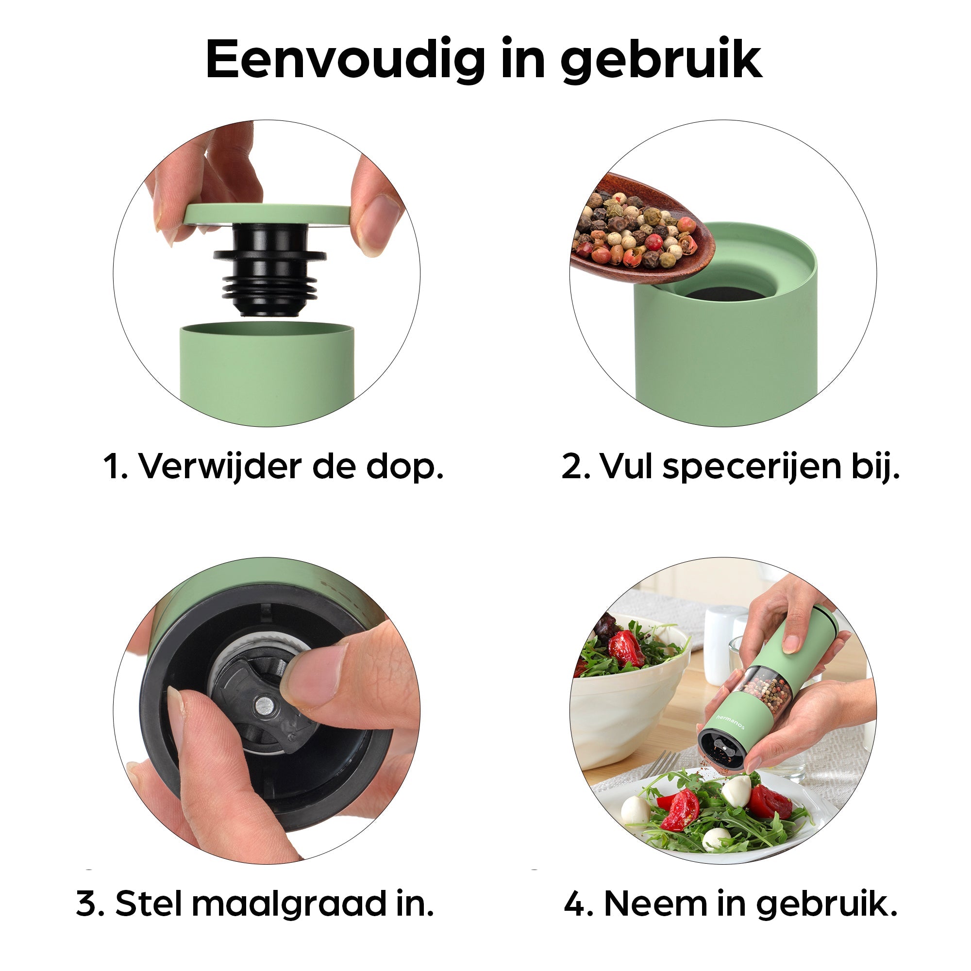 Peper en Zoutmolen Set Handmatig Groen - Oslo - 19cm