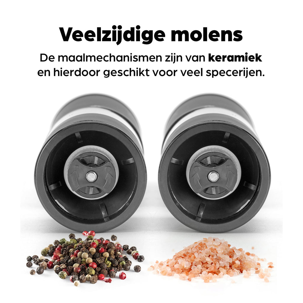 Pfeffer- und Salzmühlen-Set, manuell, schwarz – Oslo – 19 cm