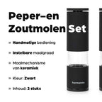 Peper en Zoutmolen Set Handmatig Zwart - Oslo - 19cm