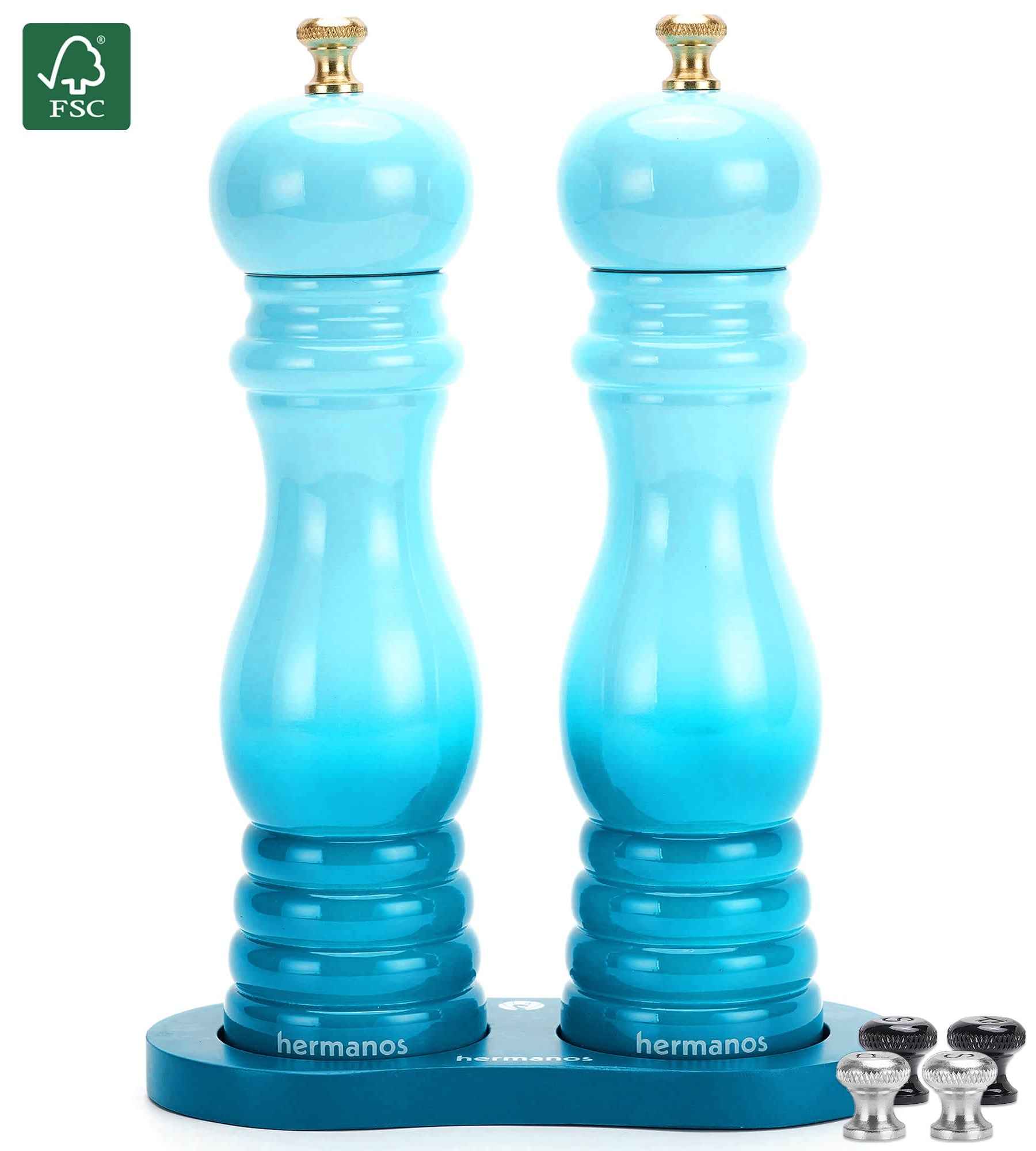 Peper en Zoutmolen Set Handmatig Blauw - Rome - 22 cm