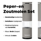 Peper en Zoutmolen Set Handmatig Bruin - Oslo - 19cm