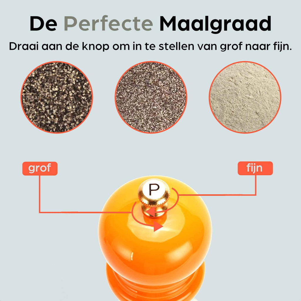 Peper en Zoutmolen Set Handmatig Oranje - Rome - 22cm