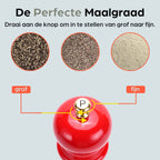 Instelbare maalgraad handmatige pepermolen set rood - fijn tot grof