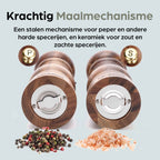 Peper en Zoutmolen Set Handmatig Bruin - Lyon - 22cm