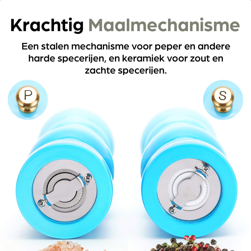 Peper en Zoutmolen Set Handmatig Blauw - Rome - 22 cm