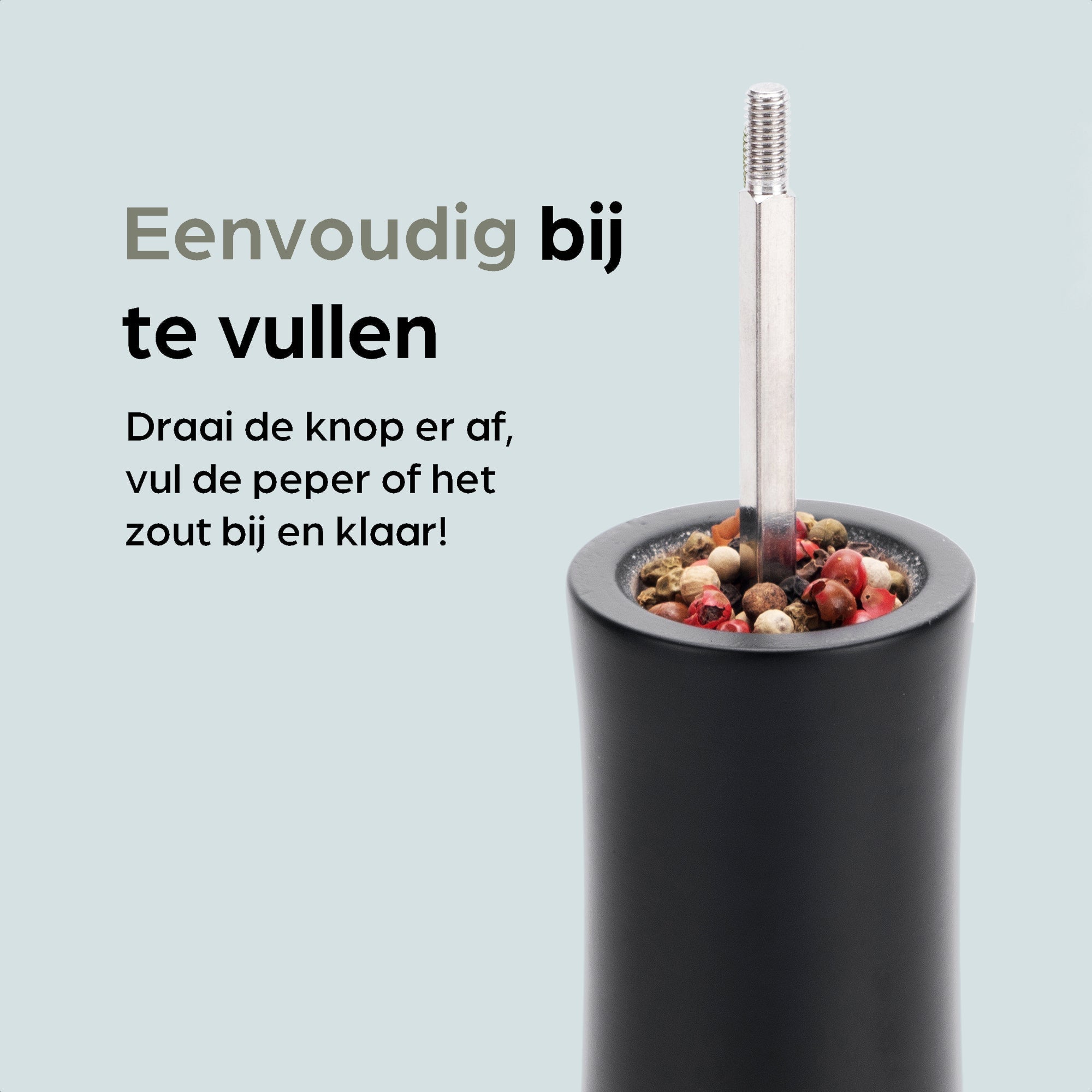 Peper en Zoutmolen Set Handmatig Zwart - Bali - 22cm