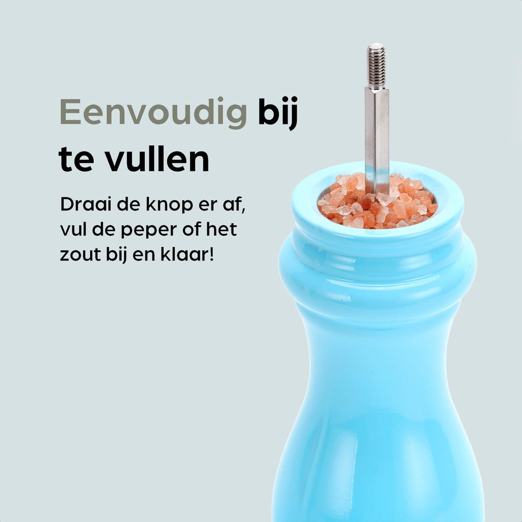 Peper en Zoutmolen Set Handmatig Blauw - Rome - 22 cm