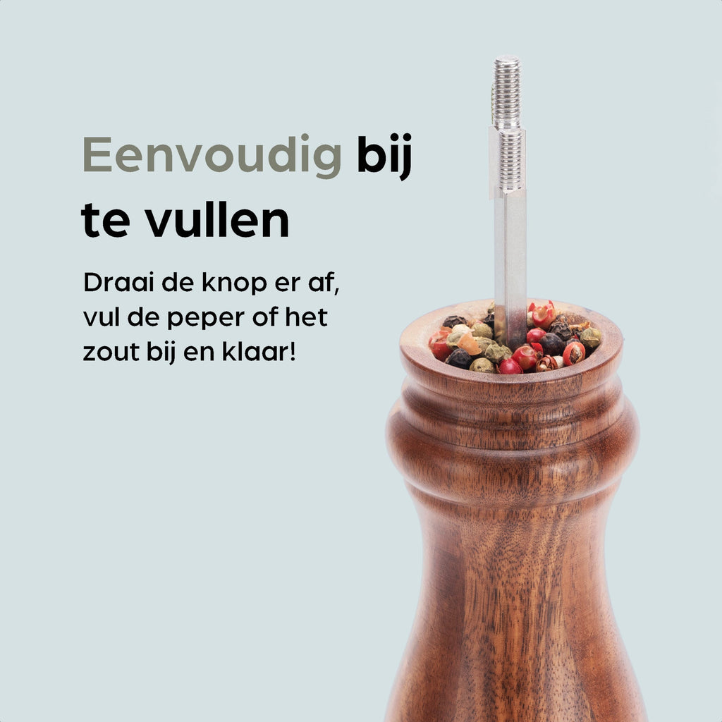 Peper en Zoutmolen Set Handmatig Bruin - Lyon - 22cm