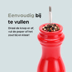 Peper en zoutmolen set vullen - handmatige rode molen Rome 22cm