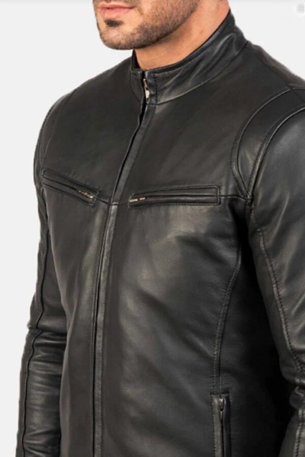 Black Leather Jacket, Men's Leather Jacket, leather aviator jacket - Image 3