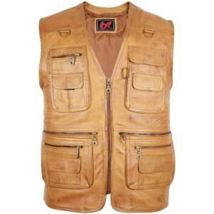 Men's Handmade Hunting Vest, leather biker vest