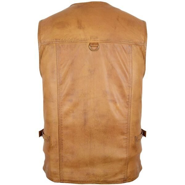 Men's Handmade Hunting Vest, leather biker vest - Image 4