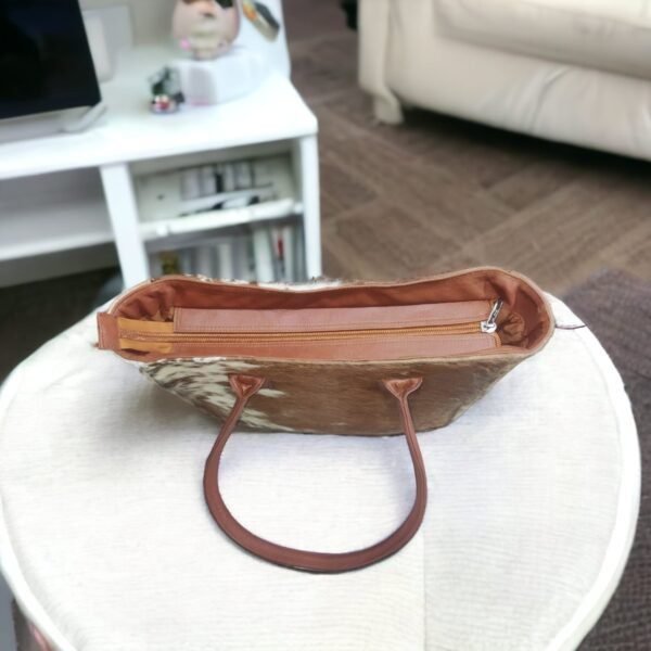 Handmade Real Cowhide Western Women Leather Purse Bag Shoulder Tote Bag Zip closure Bag - Image 3