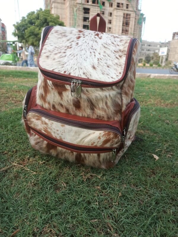 Handcrafted Canvas Leather Bag (Brown) - Image 4