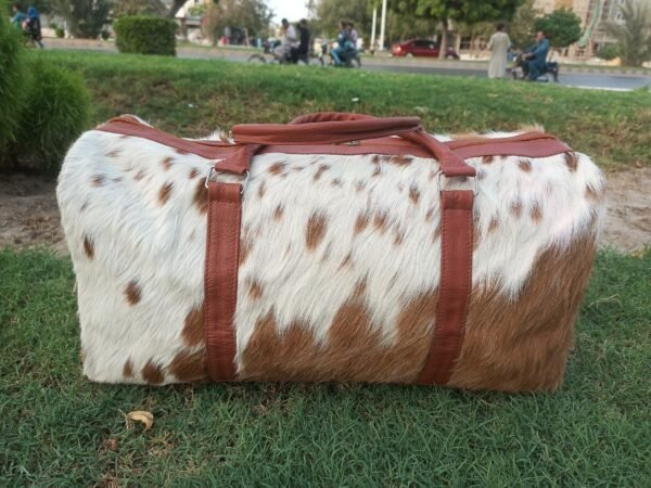 Handmade Real Cowhide Leather Duffel Bag,  Cowhide Travel Bag,