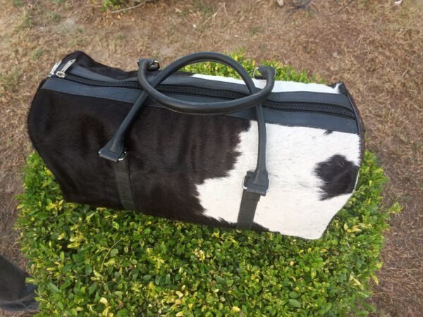 Handmade Real Cowhide Leather Duffel Bag,  Cowhide Travel Bag, - Image 2