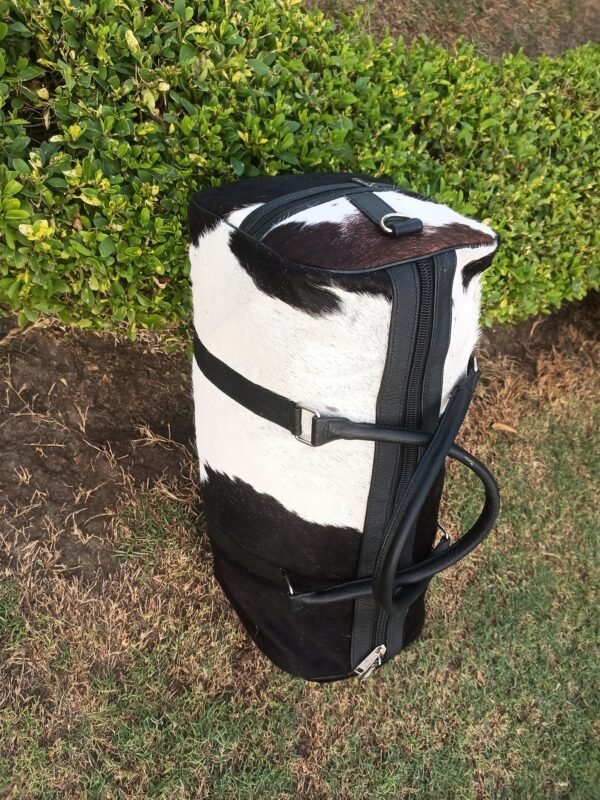 Handmade Real Cowhide Leather Duffel Bag,  Cowhide Travel Bag, - Image 4