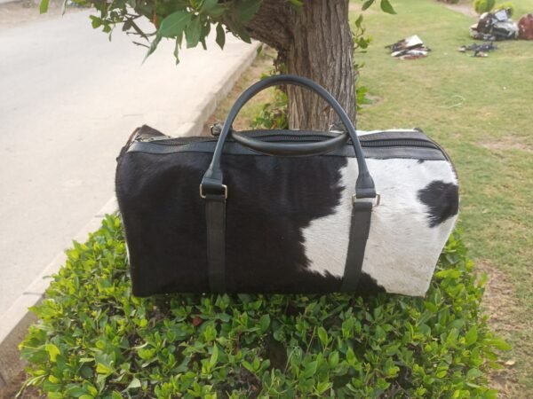 Handmade Real Cowhide Leather Duffel Bag,  Cowhide Travel Bag, - Image 6