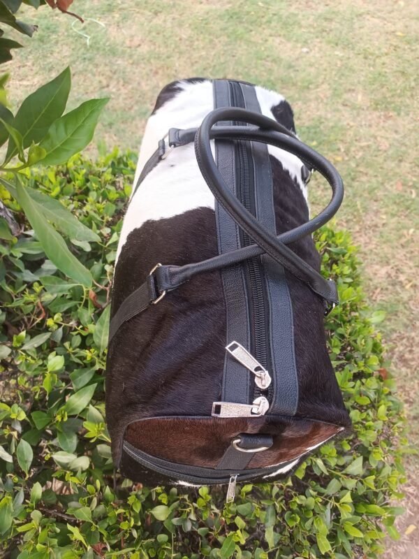 Handmade Real Cowhide Leather Duffel Bag,  Cowhide Travel Bag, - Image 7