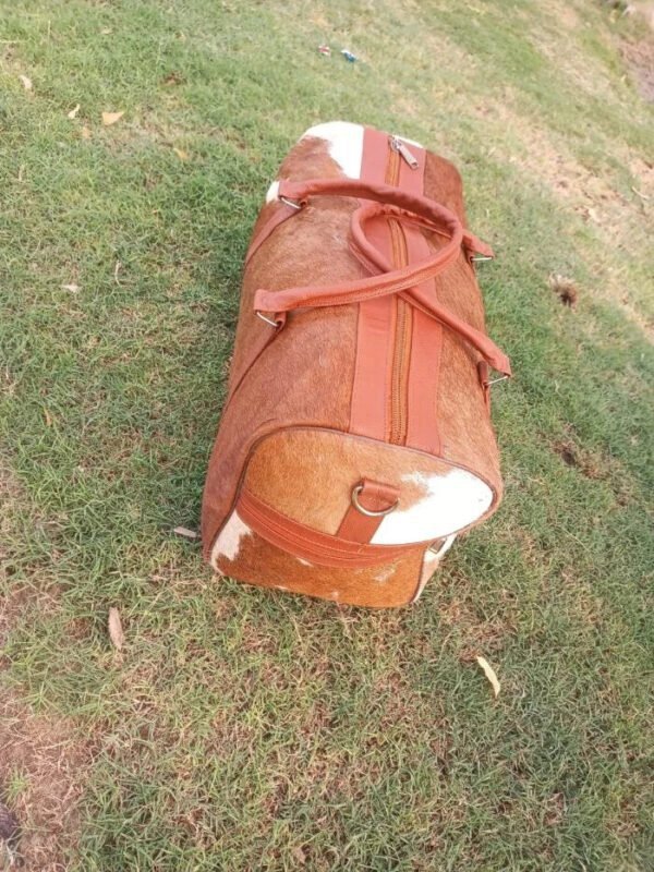 Dark Brown Handcrafted 16″ Round Duffle Leather Bag