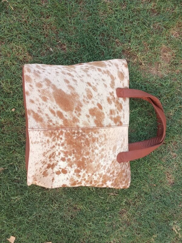 Handmade Real Cowhide Hairon Leather Tote Bag Women Hand bag Shoulder Bag Shopping Bag - Image 4