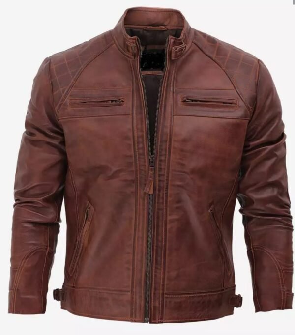 Brown and Black handmade Leather jacket for men and women.