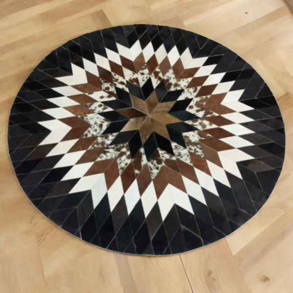 Handmade Cowhide Patchwork Rug | Unique Hairon Handmade Carpet | Size 4x4