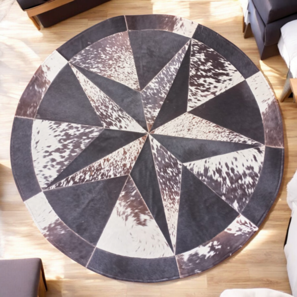 Handmade Cowhide Patchwork Rug | Unique Hairon Handmade Carpet | Size 4x4