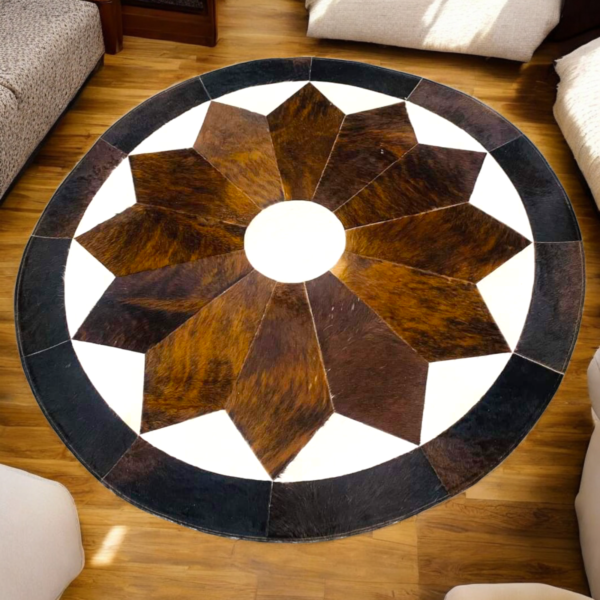 Handmade Cowhide Patchwork Rug | Unique Hairon Handmade Carpet | Size 4x4