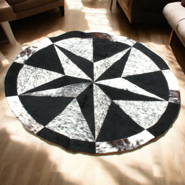 Handmade Cowhide Patchwork Rug | Unique Hairon Handmade Carpet | Size 4x4