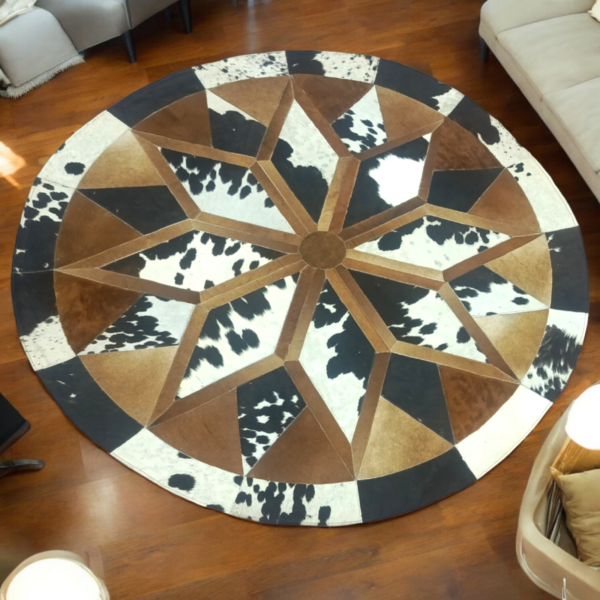 Handmade Cowhide Patchwork Rug | Unique Hairon Handmade Carpet | Size 4x4